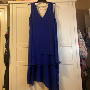 BCBG MaxAzria large royal blue sleeveless high low dress